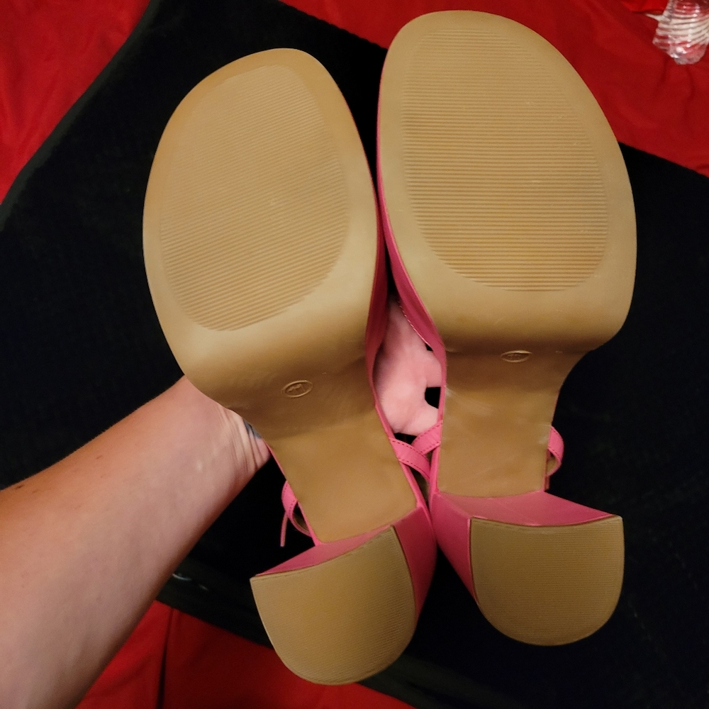 Wild fable Alessia barbie pink faux leather platform pumps chunky heels 11 NWT - Picture 5 of 17